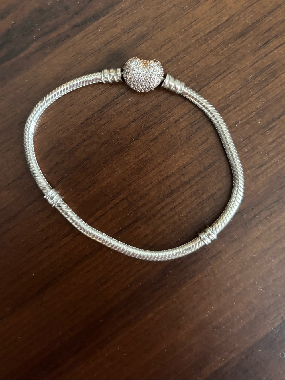 Pandora Moments Pavé Heart Clasp Snake Chain Bracelet - Picture 5 of 5